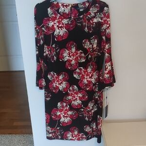 Floral Black and Red Dress